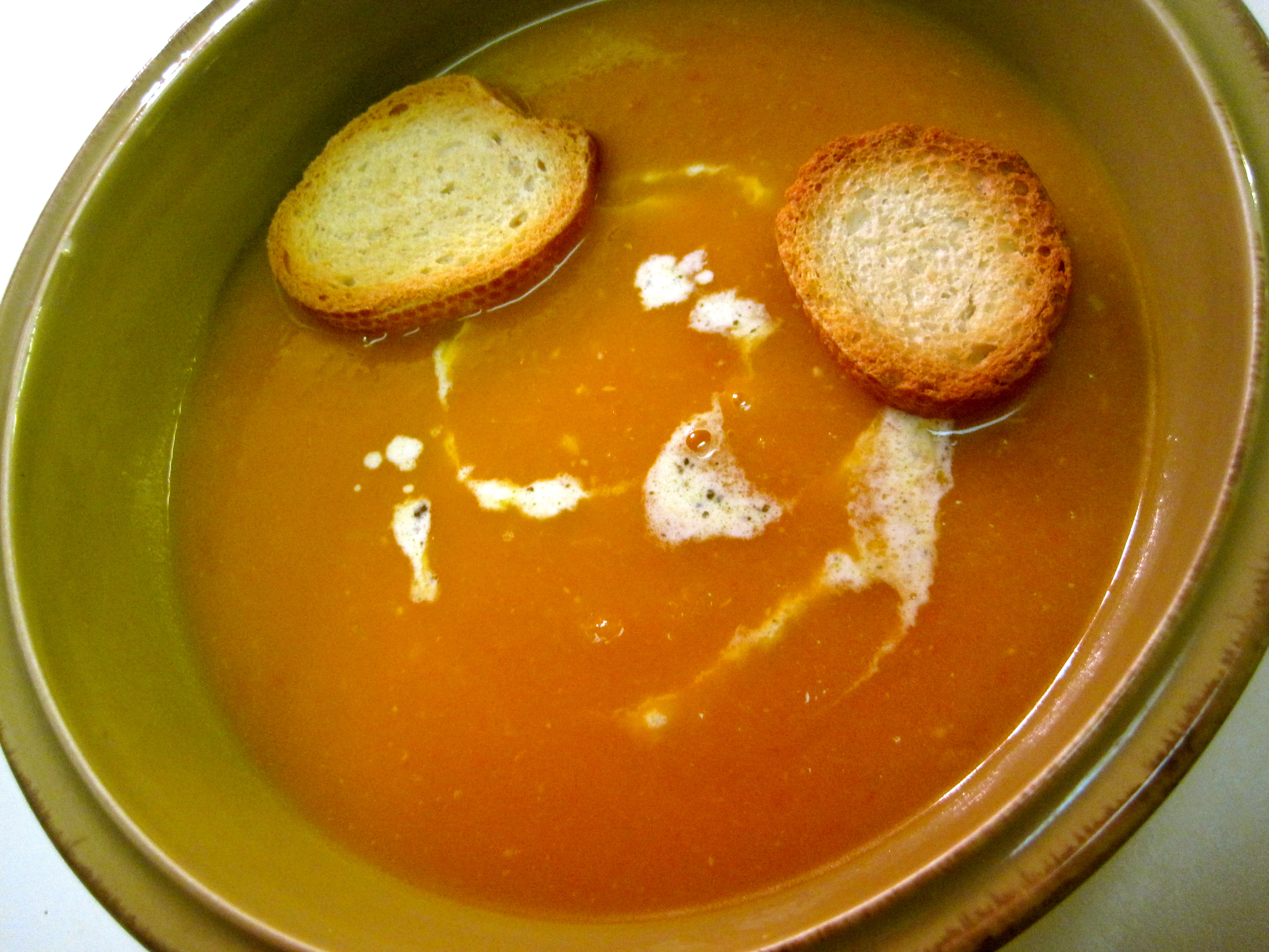 Butternut Squash and Tomato Soup with Pesto Cream 